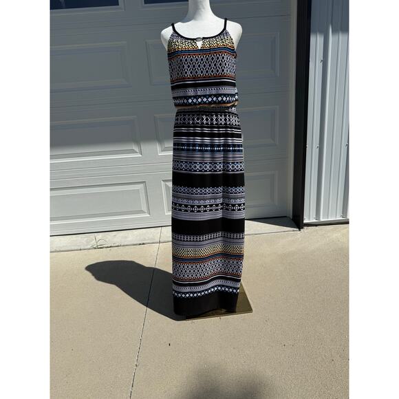 White House Black Market Black Bohemian Column Maxi Dress Size Extra Small - Picture 1 of 5